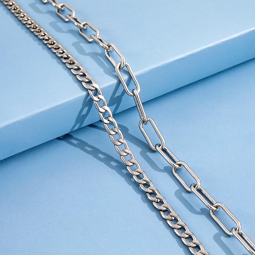 Hip-hop Style Punk Retro Figaro Chain, Threaded Chain, 2 Double Neck Necklaces