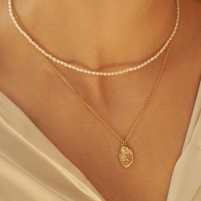 [2SET] Mini Oval Coin Pearl Necklace set_SE0131