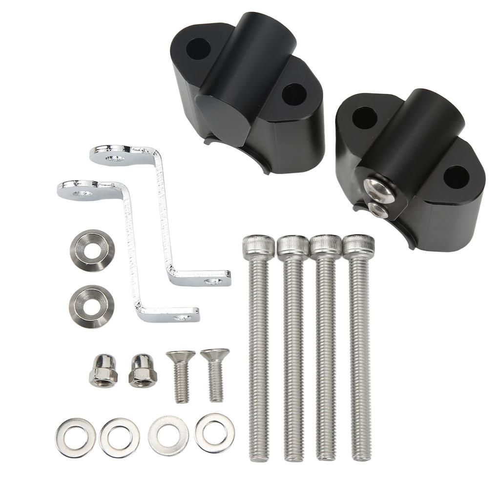 Chrome Handlebar Riser Clamp Chrome CNC Aluminum Alloy for R18 Classic Motorcycle 2020‑2021 Black