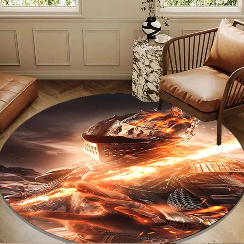 Knightly Crusader Armor Round Rug for Livingroom,Bedroom, Palyroom, Chair Rug, Area rug, Circle Carpet, Large Size Fan Christmas gift