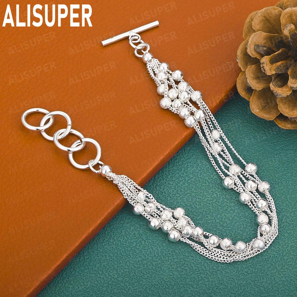 925 Sterling Silver Grape Bundle Side Chain Bracelet Gift Jewelry 20CM