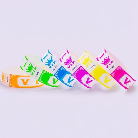 100 Pcs VIP Disposable Wristbands Waterproof Fluorescent Color Bracelets Self-Adhesive ID Wrist Bands for Events Festivals Bars Concerts