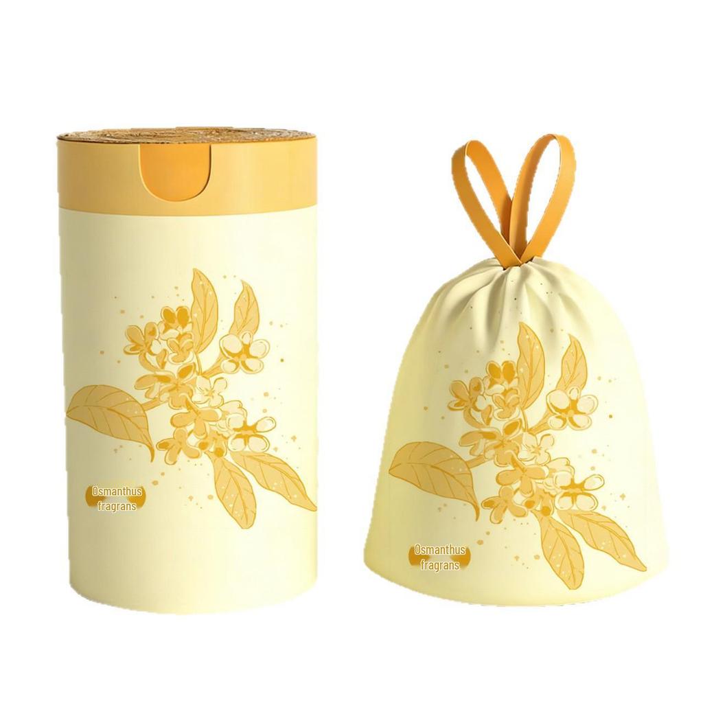 Osmanthus Scent Tear-Free Kitchen Garbage Bags - Thickened, Disposable, Drawstring Closure, Handheld Storage.