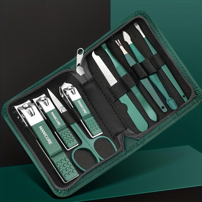 9pcs Luxury Nail Clipper and Manicure Set, with Travel Box - Stainless Steel Cuticle Pliers, Hand and Foot Care Tools