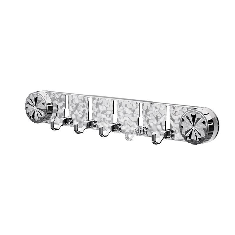 Punch-Free Suction Cup Bathroom Wall Hooks - Five-Row Adhesive, Traceless, Door Storage Rack