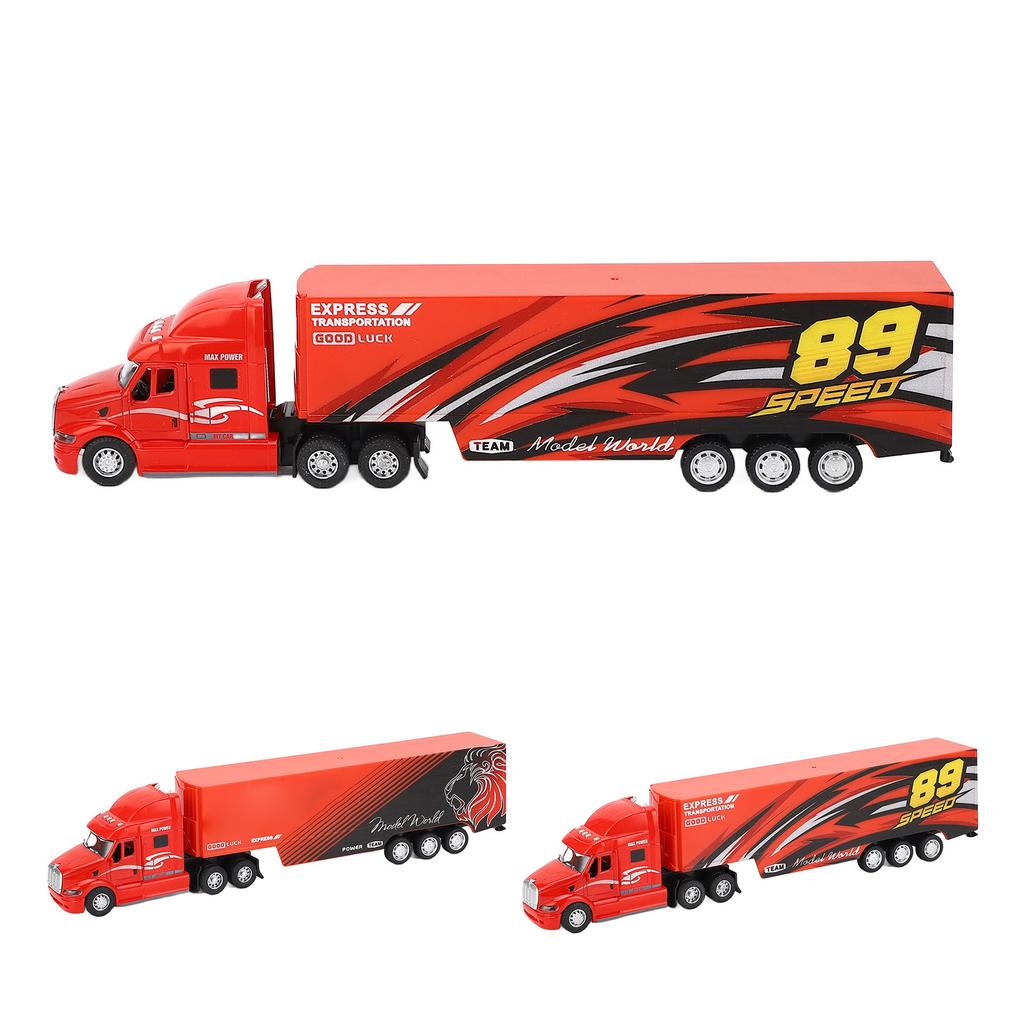 Container Truck Toy with Lights and Sounds Alloy Lifelike Transport Vehicle Model Car for Birthday D