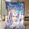 Unicorns In Rainbow Meadow Theme Blanket Lightweight Warm Flannel Blanket Decorative Throw Blanket for Home Decoration