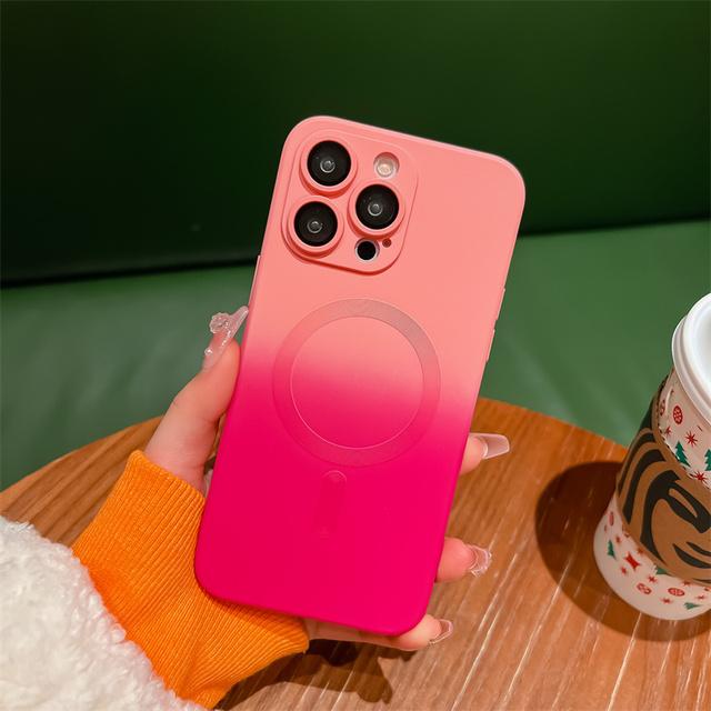 Moskado Luxury Gradient Color Magnetic Phone Case For Iphone 14 11 13 12pro Max 14 Plus Full Lens Protective Film Soft Tpu Cover