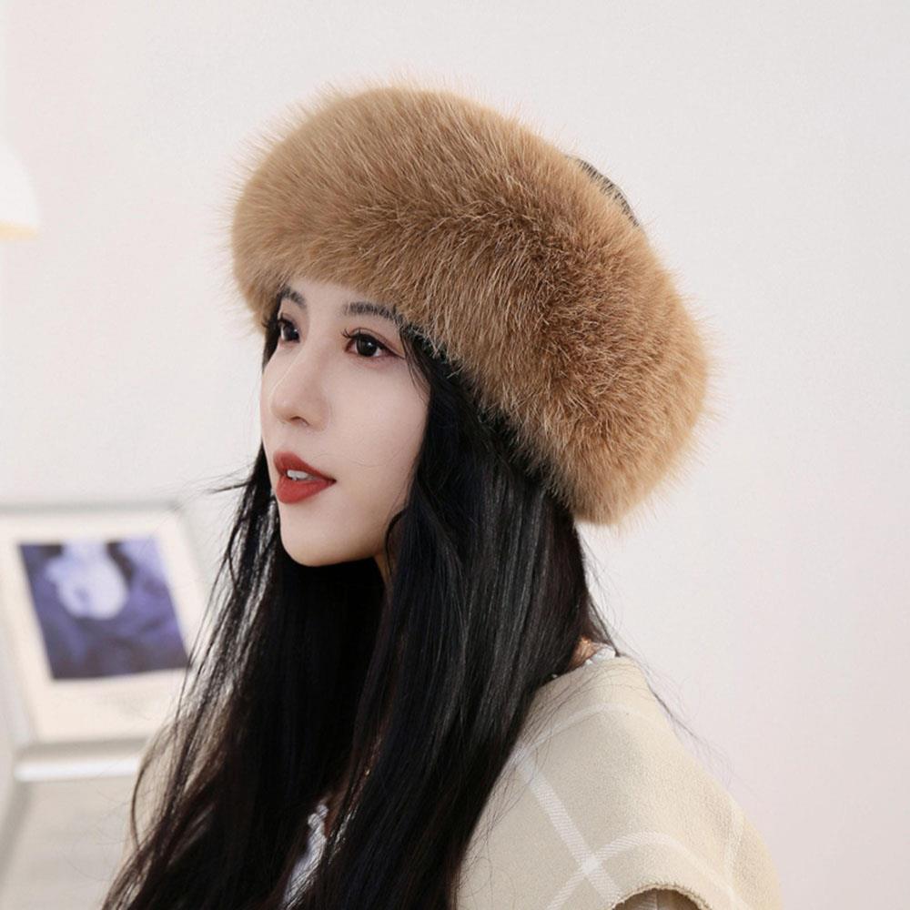 Winter Warm Faux Fur Bucket Hat for Women Fluffy Soft Thicken Plush Fisherman Hats Coldproof Windproof Skiing Fashion Panama Cap
