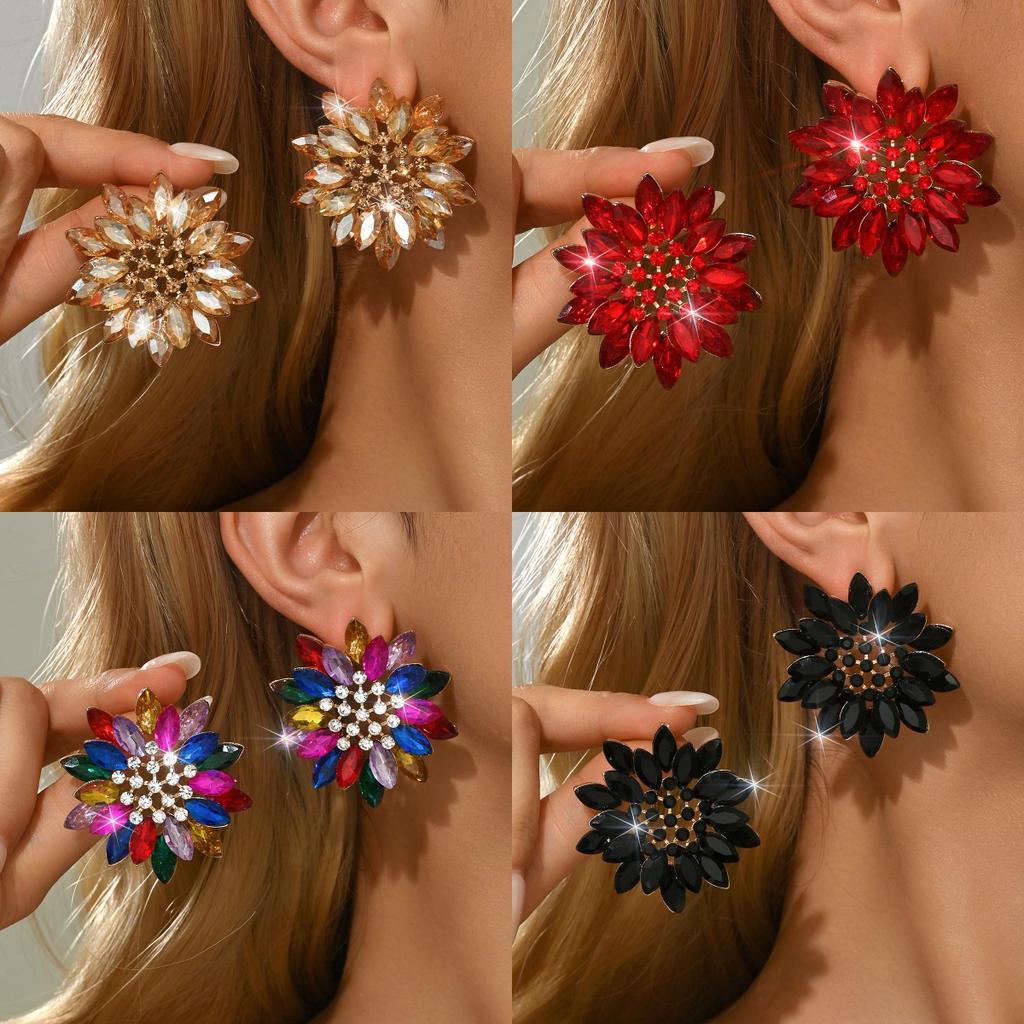 Boucles d'oreilles flocon de neige en cristal à la mode pour femmes, tempérament élégant, design exquis et polyvalent, accessoires de boucles d'oreilles