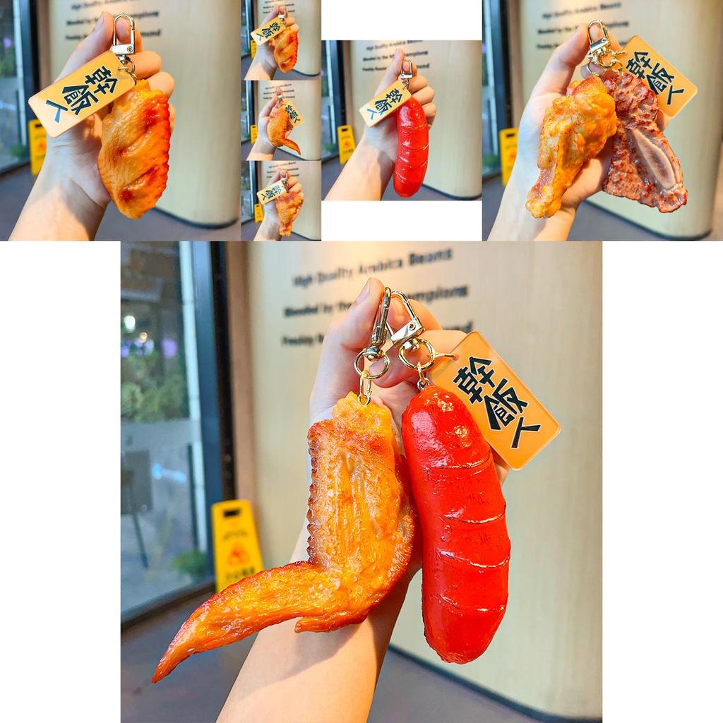 Lifelike Chicken Drumstick Keychain Trendy Food Replica Bag Decoration For All