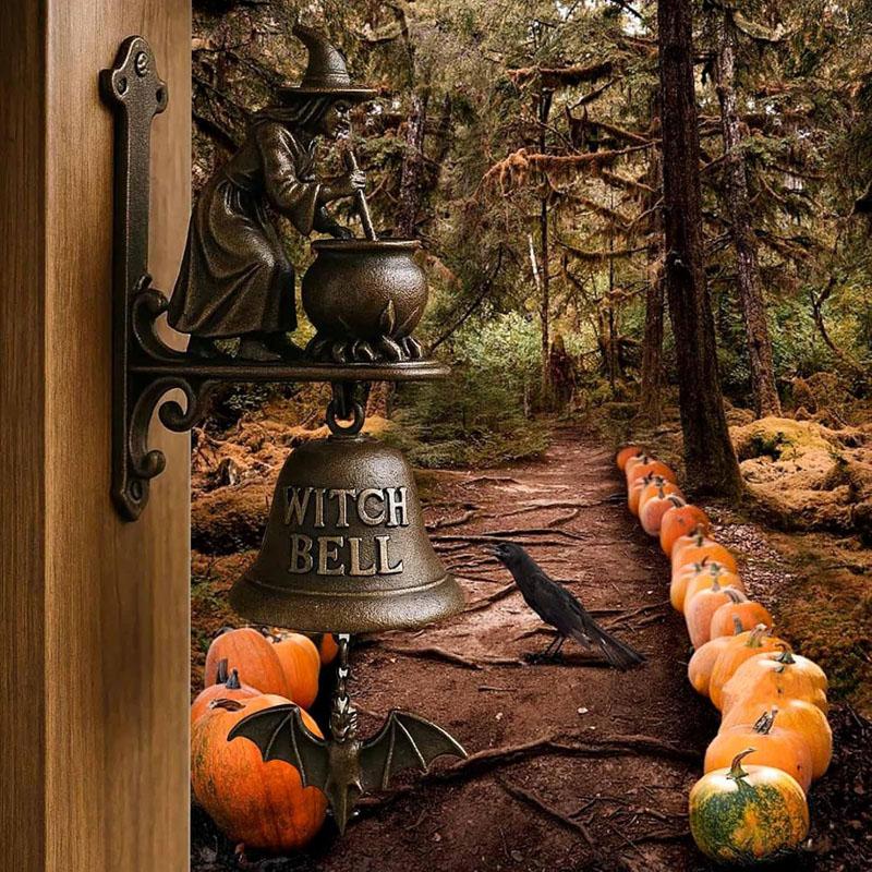 Vintage Witch Doorbell – Alloy Halloween Protection Door Hangers Bell With Witch