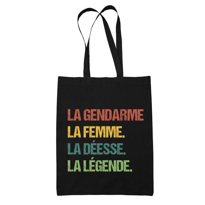 Tote bag - PLANETEE - La gendarme Déesse Légende Vintage Noir - Coton - Noir - Imprimé en France