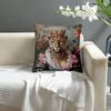 Europäische Mode Leopard Kissenbezug Sofa Dekorative Zuhause Doppelseitiger Druck Plüsch Überwurf Kissenbezüge Kissen Dekor Hülle