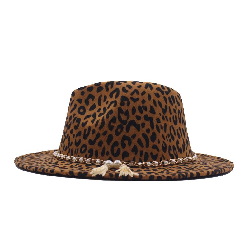 Autumn and winter British style men and women double-sided color matching printed woolen jazz hat new fashion flat-brimmed hat big eaves hat