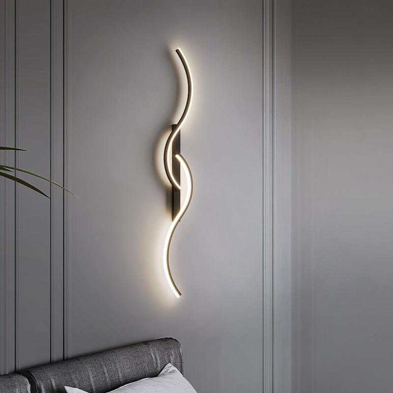 100CM  LED Wall Sconce Strip Black Wall Lamp For Bedroom Bedside Living Room Restaurant Background Decor Lighting Fixtures