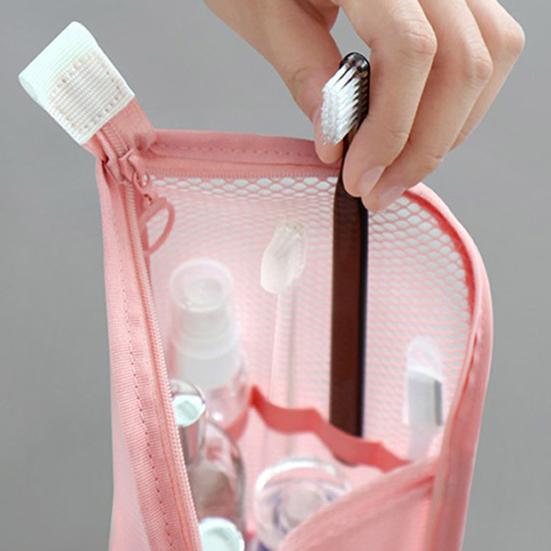 Standing Toiletry Bag Travel Toothbrush Stand-up Toiletry Bag Organizer Foldable Cosmetic Organizer for Dresser Bathroom Countertop
