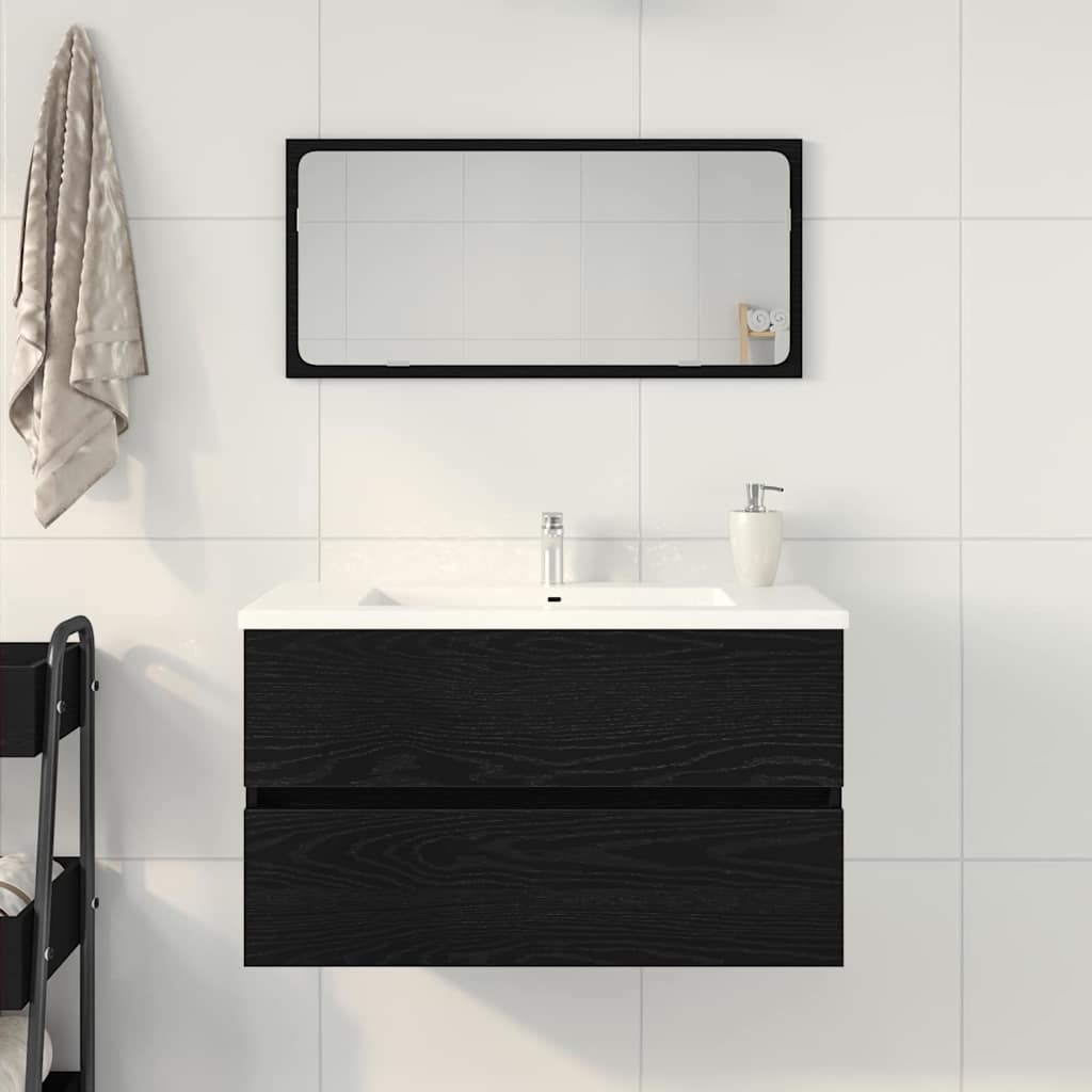 Sink Cabinet Black Oak 80 x 38.5 x 45 cm Engineered Wood