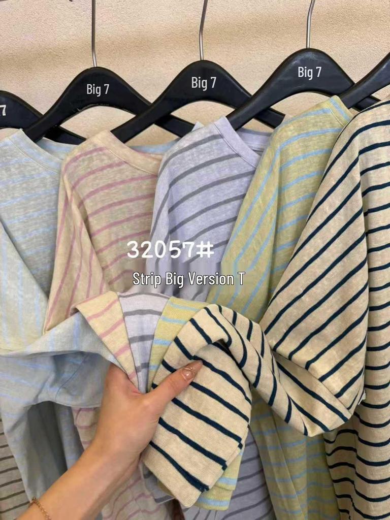Da 7 Women's Spring Plus Size Korean Striped T-shirt