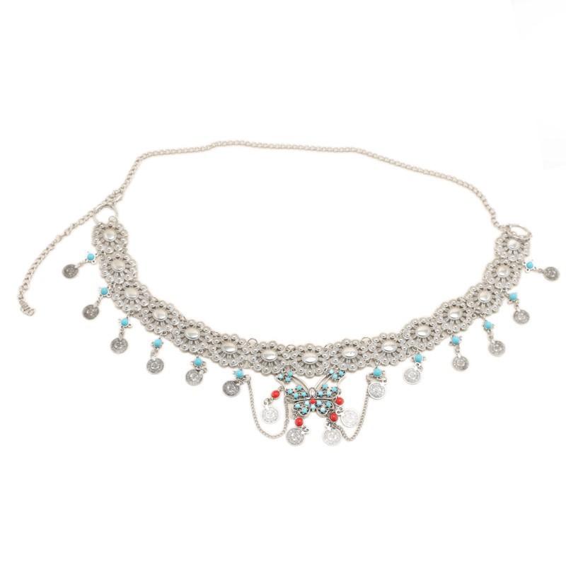 Metal Star Butterfly Waist Chain Women'S Dress Premium Bohemian Belt Silver