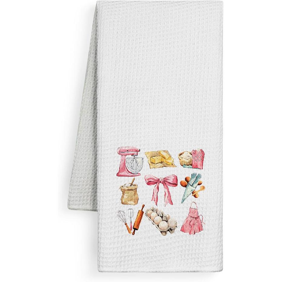 Pink Coquette Bow Leopard Giraffe Kitchen Towels Set of 2, Leopard Giraffe Decor Hand Towels for Bathroom, Pink Dish Tea Towels for Kitchen, Coquette