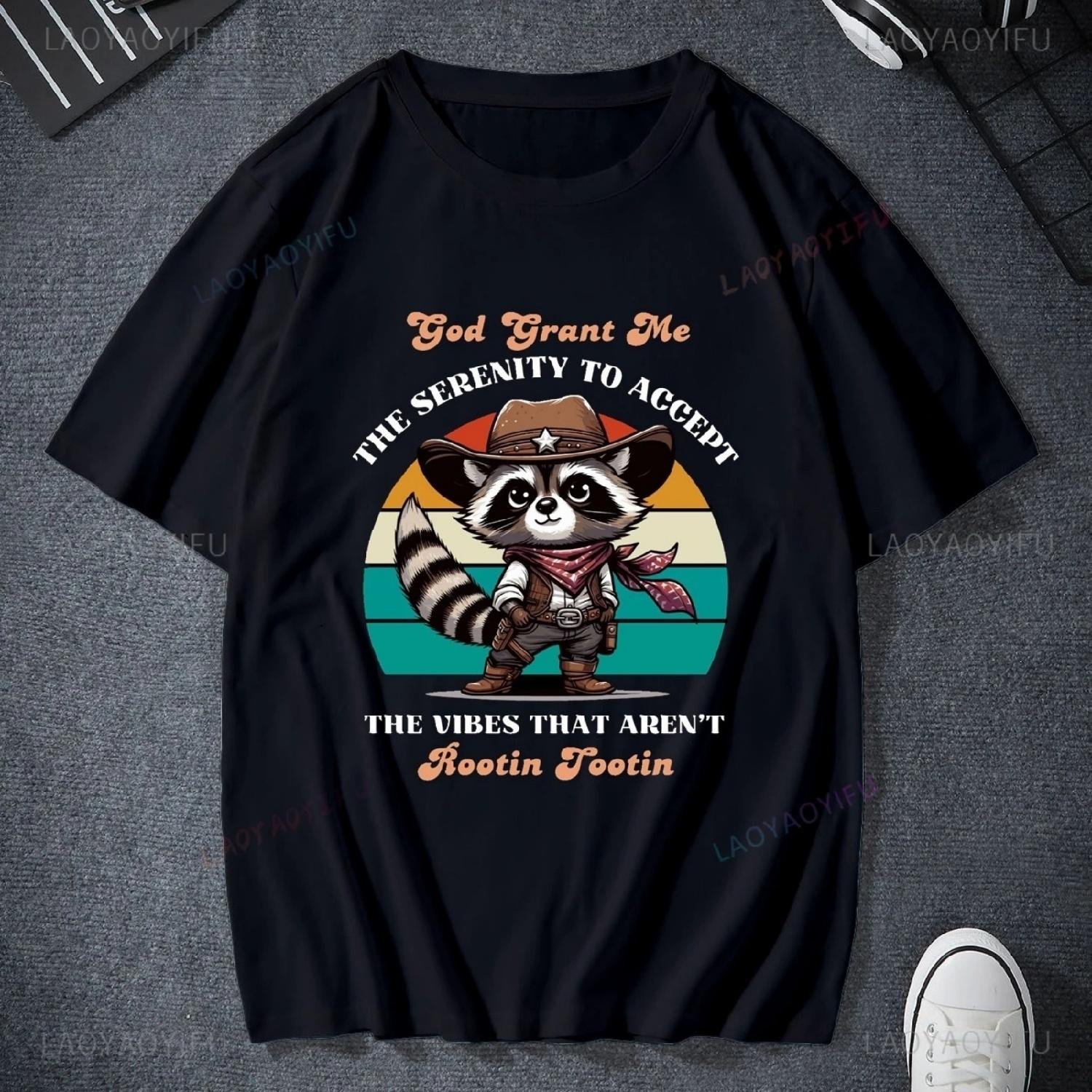 

2024 New Raccoon Cartoon Retro Pattern O-Neck Short-sleeved Fashion Casual Unisex Cotton T-shirt Street Wear XXXXXL різнокольоровий