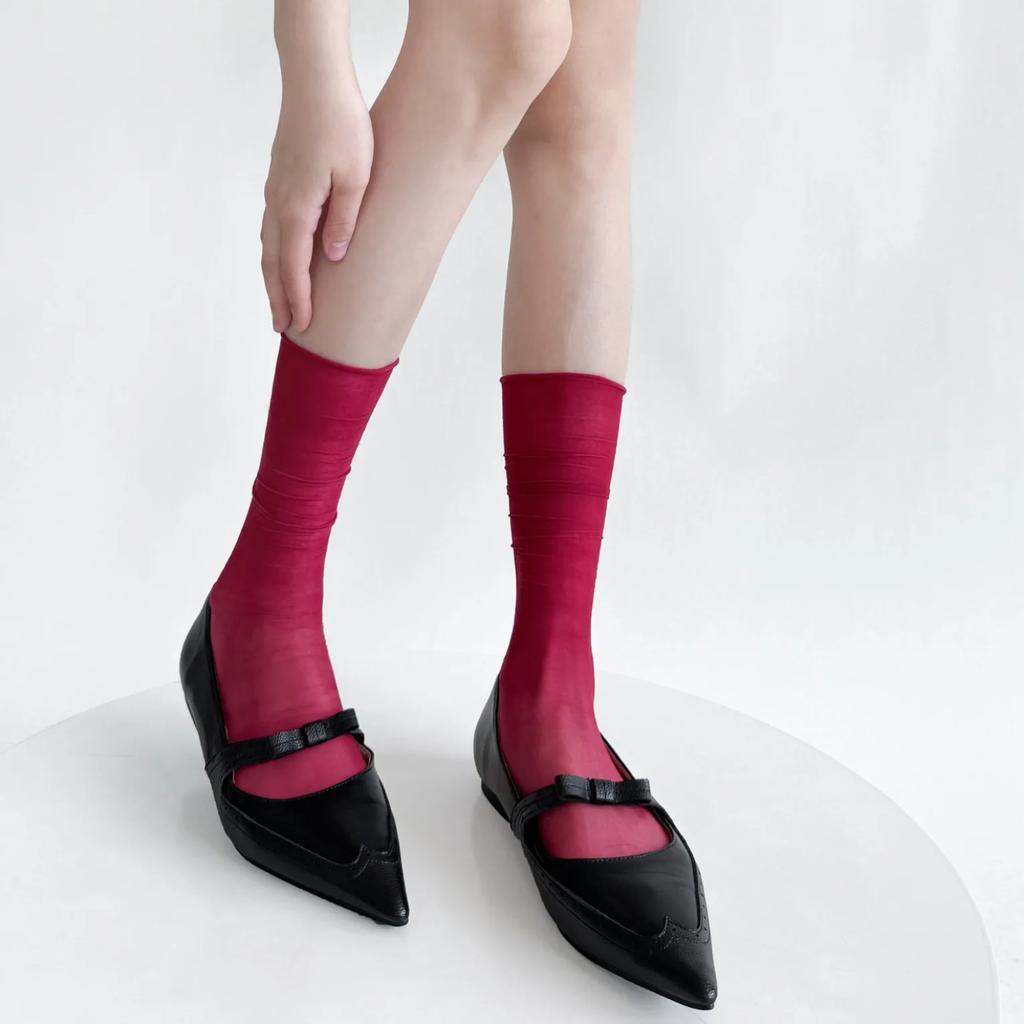 Women Socks Summer Ultra-thin Transparent Nylon Long Socks Women Casual Thin Breathable Solid Color Black White Skin Gray Socks