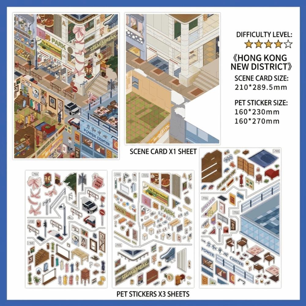 1 Scene Card 3 Sticker Sheets Layered Scene DIY Sticker Set Scrapbook Stickers DIY Craft
