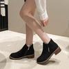 European and Americanforeign Trade Short Tube Medium Heel Retro Matte Short Boots Women's Cross-border Thick Heel Flat Bottom Side Zipper Martin Boots
