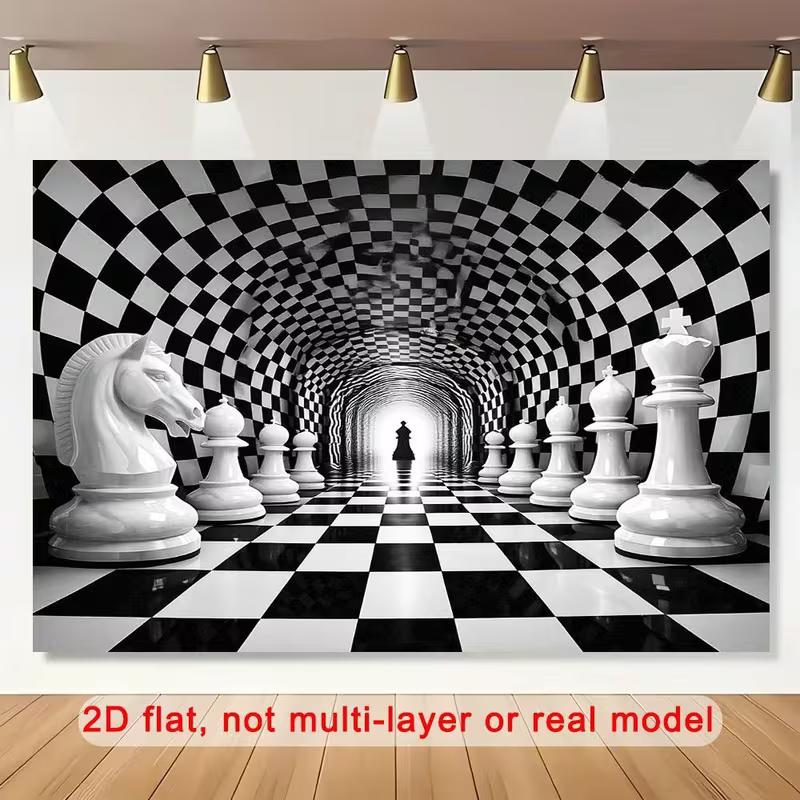 

2D Chess Tunnel Black White Checkered Photography Backdrop 47.2x31.5inch/120*80cm