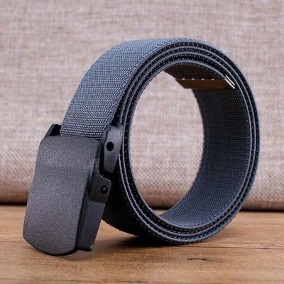 Unisex High Elastic Canvas Belt Leather Belt Young Students Military Training Plastic Buckle Elastic Pant