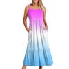 Women's Long Beach Casual Elegant Spaghetti Strap Maxi Dress Gradient Color Low-key Flowing Bohemian Dress