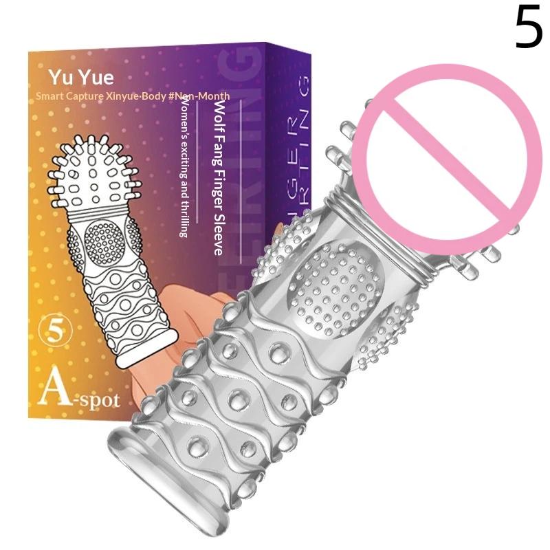 Reusable G Point Clitoris Stimulation Finger Sleeves Penis Rings Delay Sex Toys For Women Couples Games