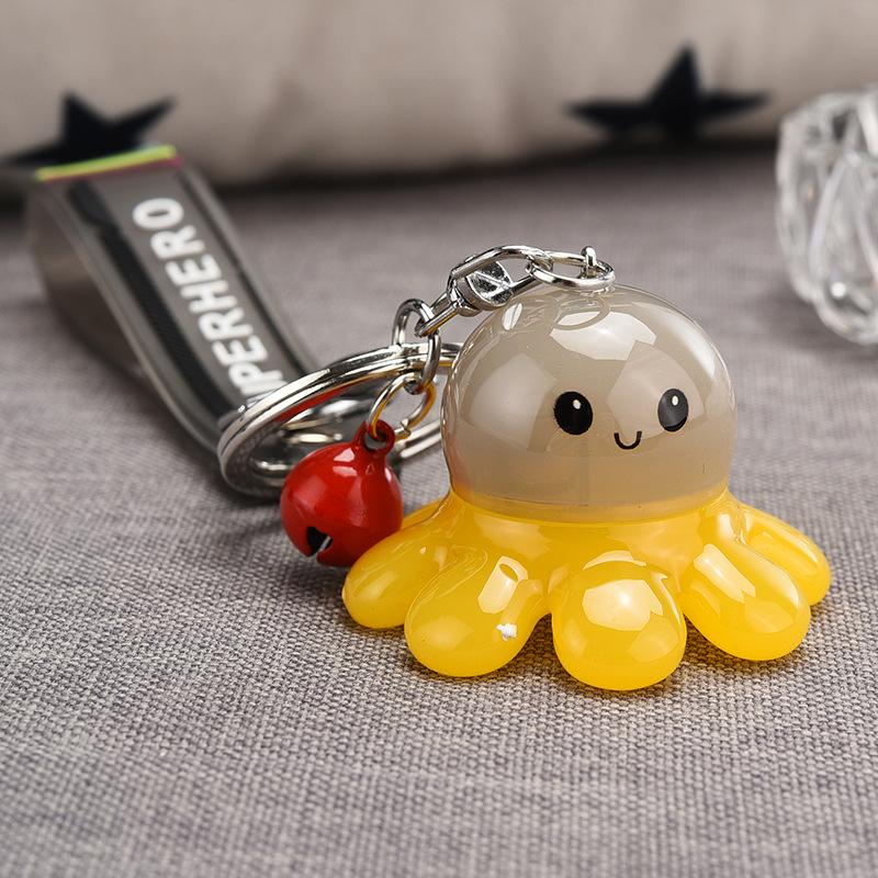 Glowende Octopus Sleutelhanger – Creatieve Acryl Cartoon Hanger voor Koppels