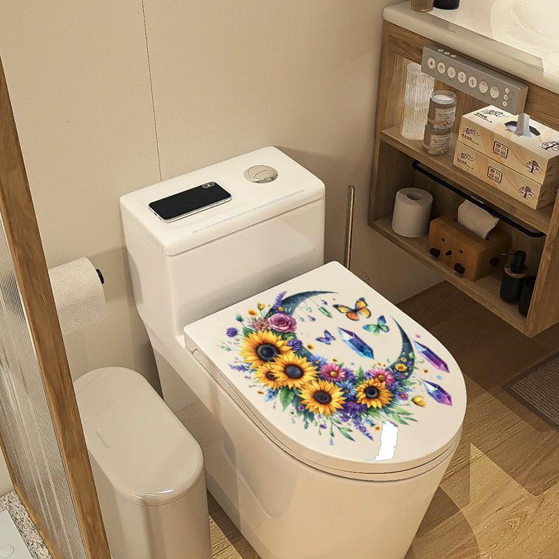 Sunflower Moon Wall Stickers Self-Adhesive Flower Butterfly Decals for Kids Room Door Fridge Peel Stick Home Decor