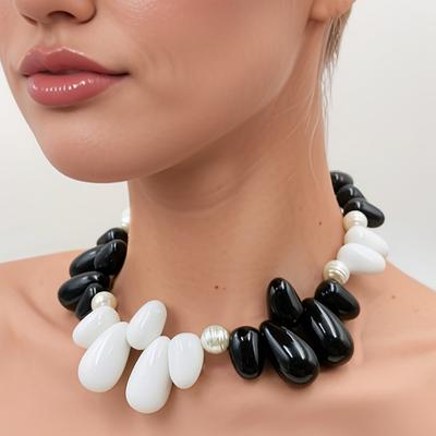 Waterdrop Shaped Contrasting Acrylic Necklace Suitable for Women's Daily Wear