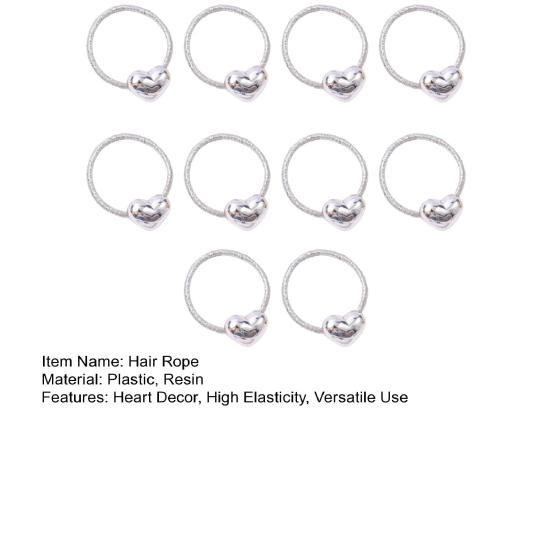 10Pcs Hair Rope Super Elastic Soft Fabric Heart-Shaped Hair Ties Holiday Hair Decorations