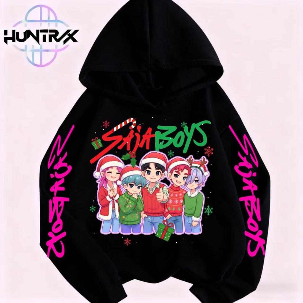 KPop Devil Hunter Christmas Cartoon Printed Men's and Women's Fashion Casual Spring and Autumn Sports Hoodie