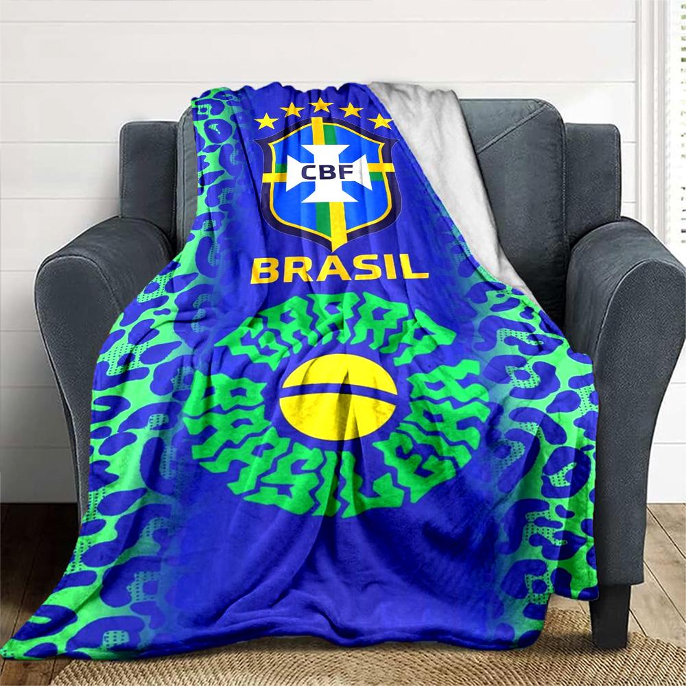 Brasil CBF Print Flannel Blanket High Quality Warm Comfortable Cover for All Seasons Perfect for Gifts Home Decor