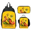 Hoppers Biber Metamorphose Druck 3-teiliges Set Schulrucksack Brottasche Federmäppchen Cartoon Schüler Set