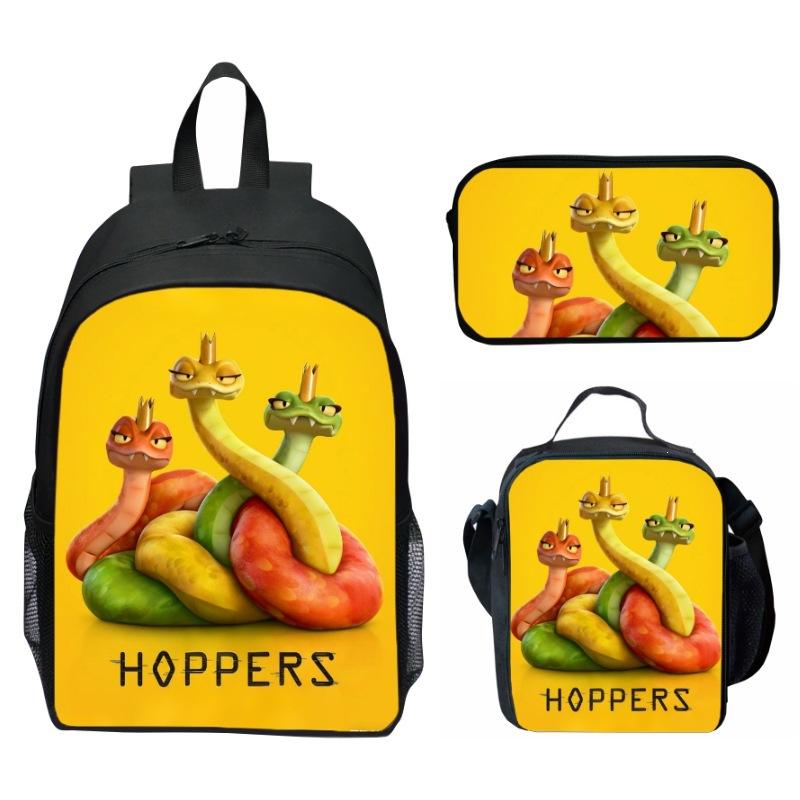 Hoppers Biber Metamorphose Druck 3-teiliges Set Schulrucksack Brottasche Federmäppchen Cartoon Schüler Set
