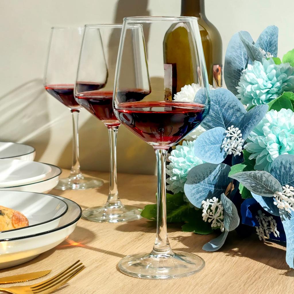 Wine Glasses Set of 6, Clear Red/White Wine Glasses, Long Stem Wine Glasses for Party, Wedding and Home