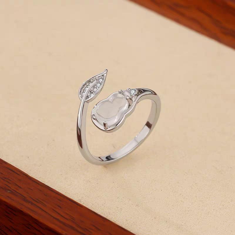 Elegant Zircon Gourd Ring: Women's Adjustable Luxury Index Finger Accessory