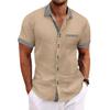 Men's 2024 Summer Fashion Striped Slim Fit Double-Button Business Casual Short-Sleeve Shirt
