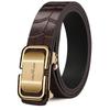 New Automatic Buckle Belt for Men's Fashionable Crocodile Leather Belt Business Simple Middle Aged and Young Genuine Leather Jeans Belt