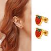Women's Chic Minimalist Strawberry Stud Earrings, Gold Color Stainless Steel Dainty Charm Rainbow Hoop Dangle Earring To Girls