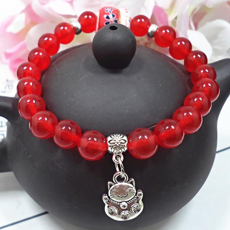 Red Agate Crystal Beaded Bracelet for Women - Handcrafted Couple Jewelry