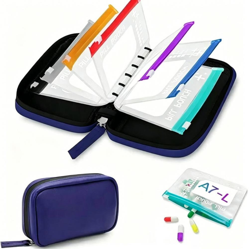 7/14pcs Portable 7-Day Pill Organizer Leakproof Weekly Pill Storage Bag Travel Use