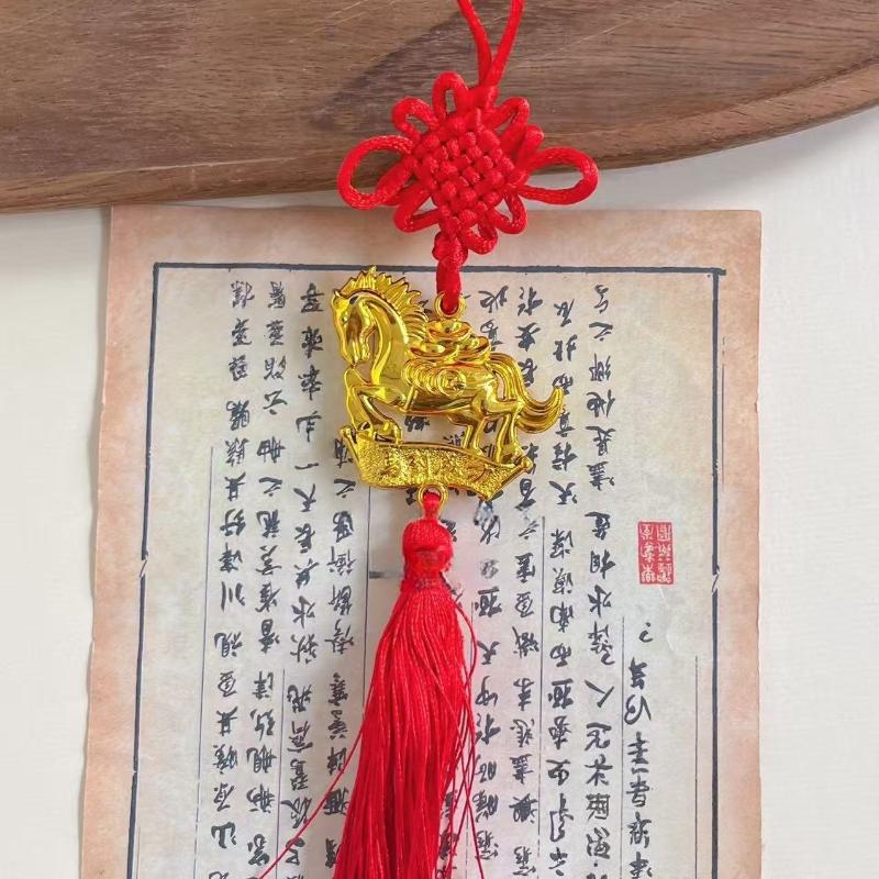 1 Pc Chinese Zodiac Horse Lucky Tassels Pendant Car Hanging Ornament Spring Festival Home Decorations Accessories New Year Gifts