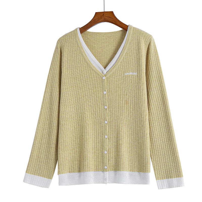 

Plus Size V-neck Knit Layered Sweater for Women - Autumn/Winter Trendy Top 3XL (85-100 kg) жёлтый